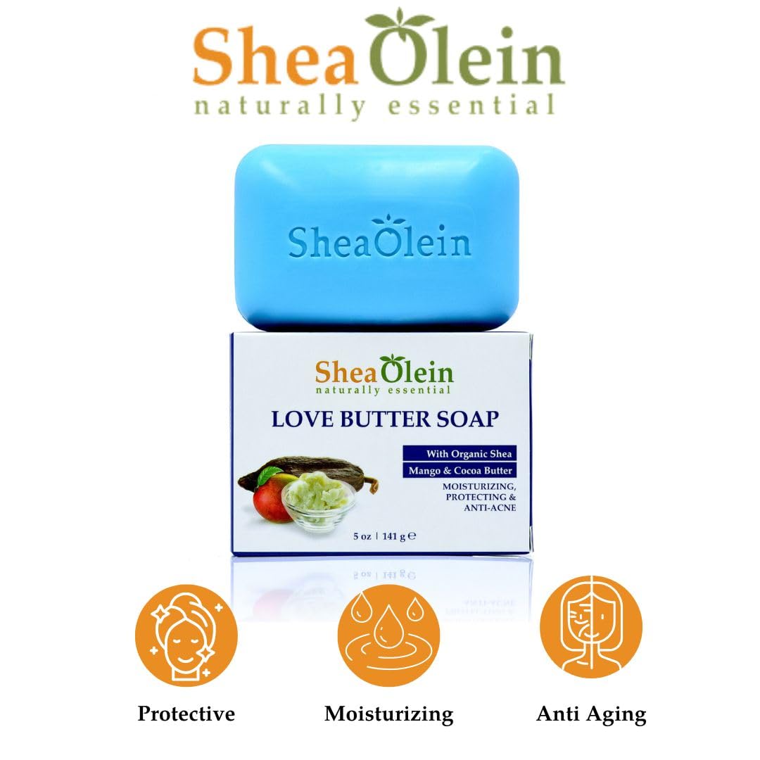 Shea Olein Turmeric & Aloe Vera Soap Bar, 5Oz (Pack of 6), Natural Organic Body Cleanser with Honey & Coconut Oil, Nourishes and Revitalizes Skin With Essential Oils