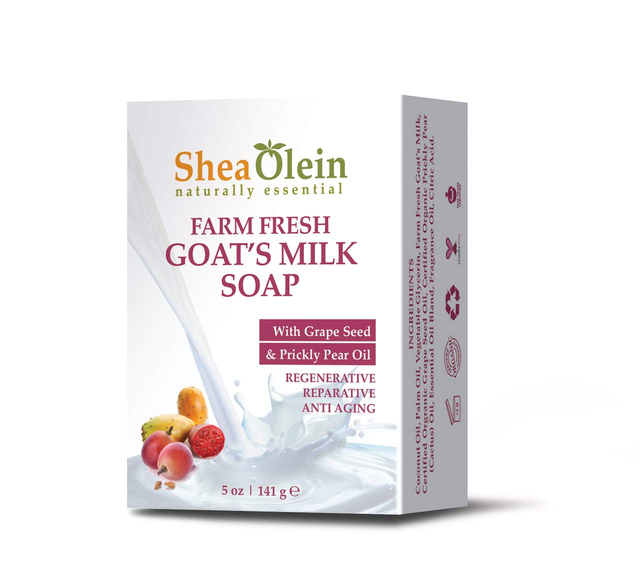 FARM FRESH GOAT'S MILK SOAP WITH GRAPE SEED & PRICKLY PEAR OIL