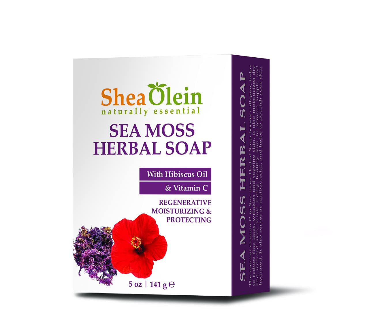 SheaOlein Naturally Essential SEA MOSS HERBAL Soap with HIBISCUS OIL & Vitamin C