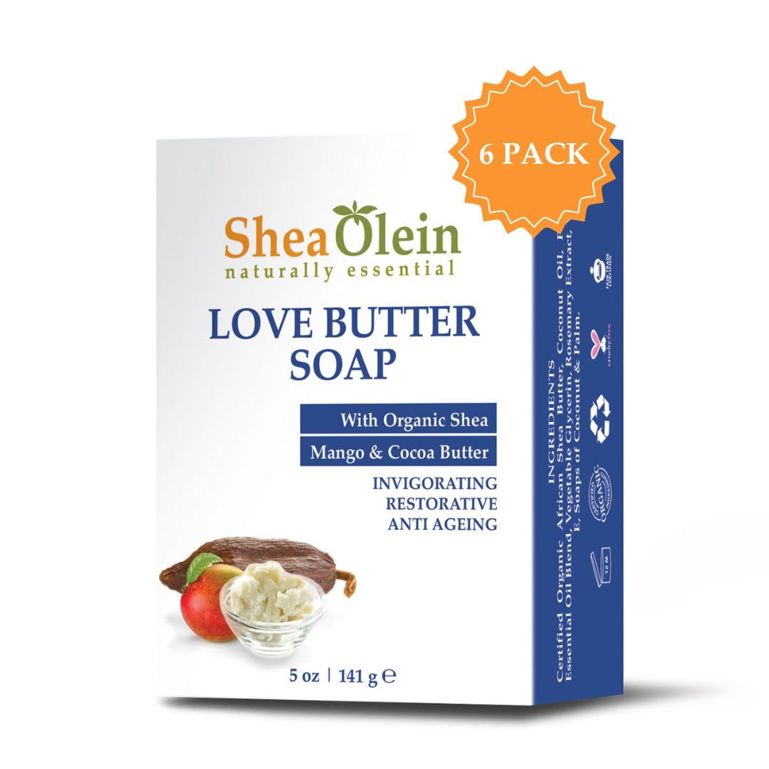Shea Olein Turmeric & Aloe Vera Soap Bar, 5Oz (Pack of 6), Natural Organic Body Cleanser with Honey & Coconut Oil, Nourishes and Revitalizes Skin With Essential Oils
