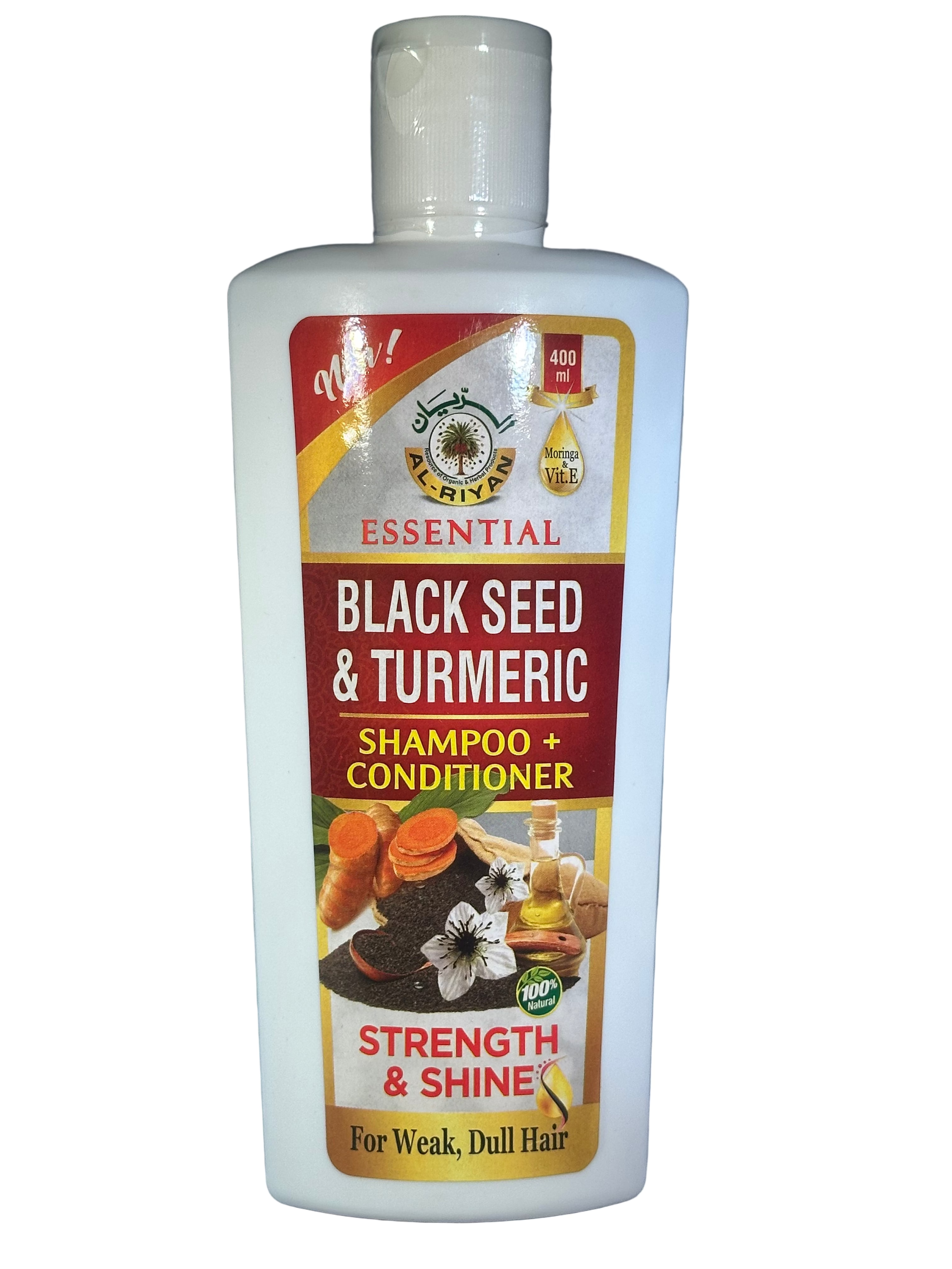 Al-Riyan Black Seed & Turmeric Shampoo/Conditioner - Organic Haircare with Coconut Oil, Olive Oil, & Cucumber Extract for Strength & Shine - Honey