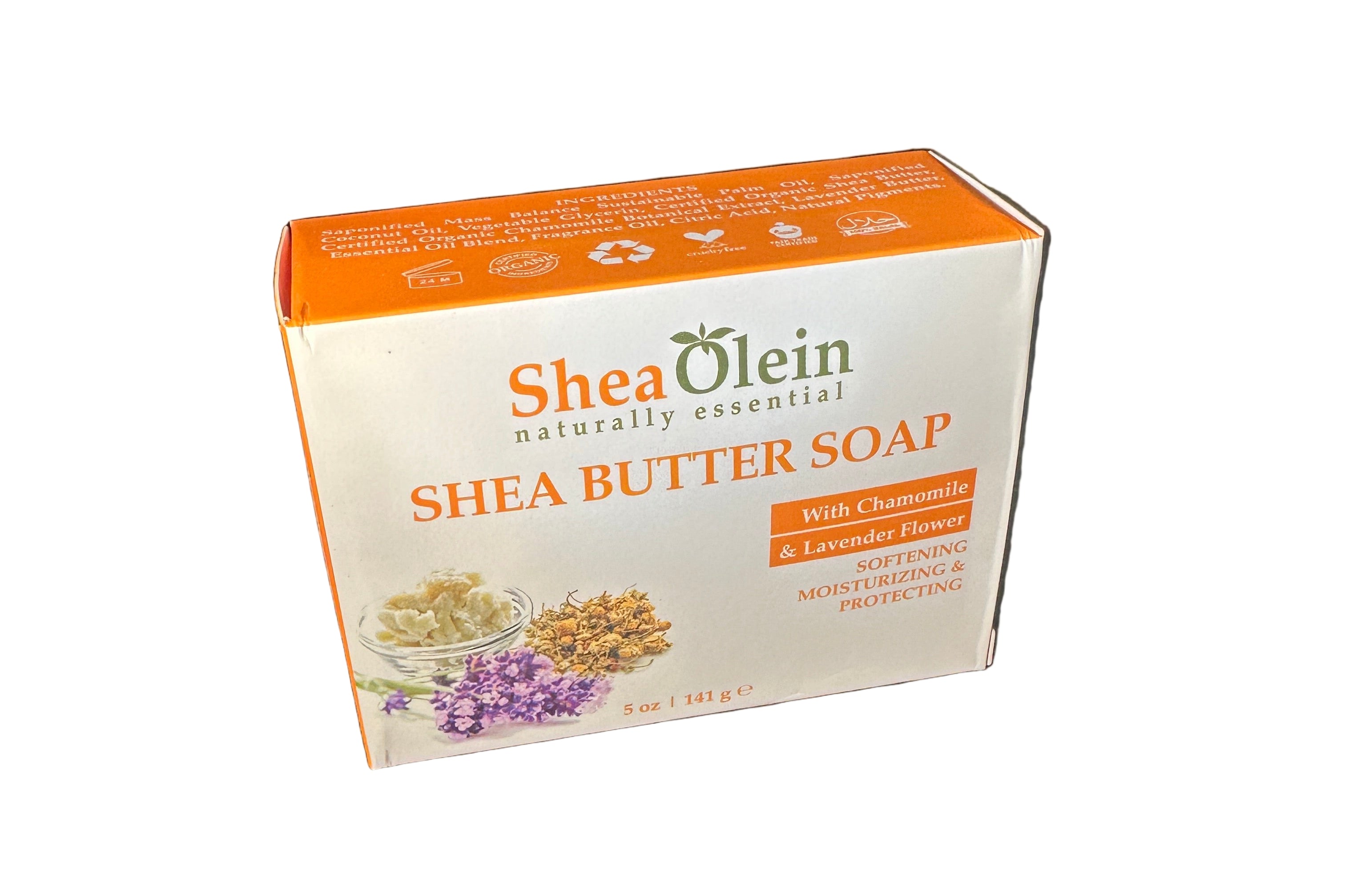 Shea Olein Shea Butter Soap with Chamomile & Lavender Flower 5oz Gentle Moisturizing Nourishing Soothing Cleansing Cleanser for Natural Skin Repair 5oz 6 Bars