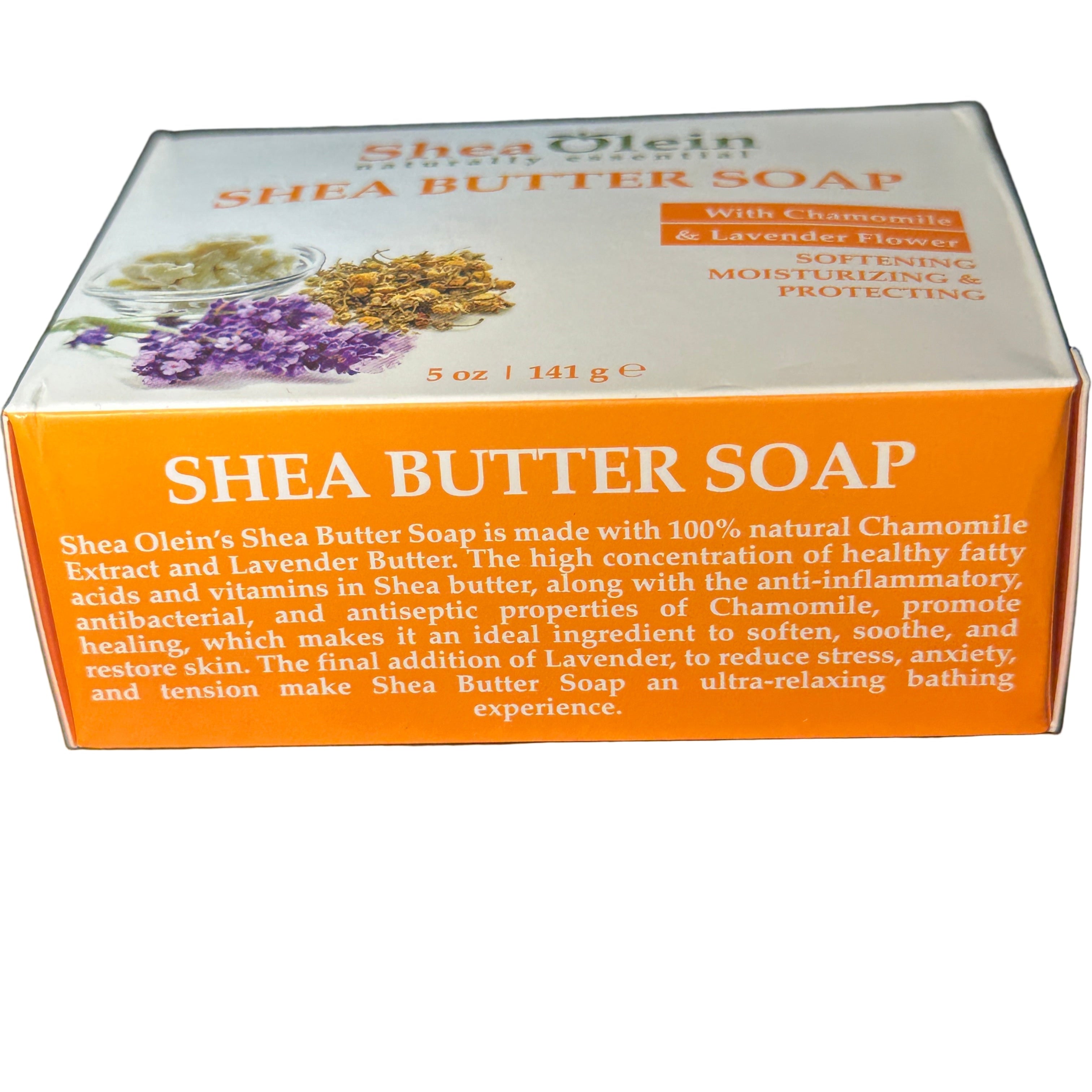 Shea Olein Shea Butter Soap with Chamomile & Lavender Flower 5oz Gentle Moisturizing Nourishing Soothing Cleansing Cleanser for Natural Skin Repair 5oz 6 Bars