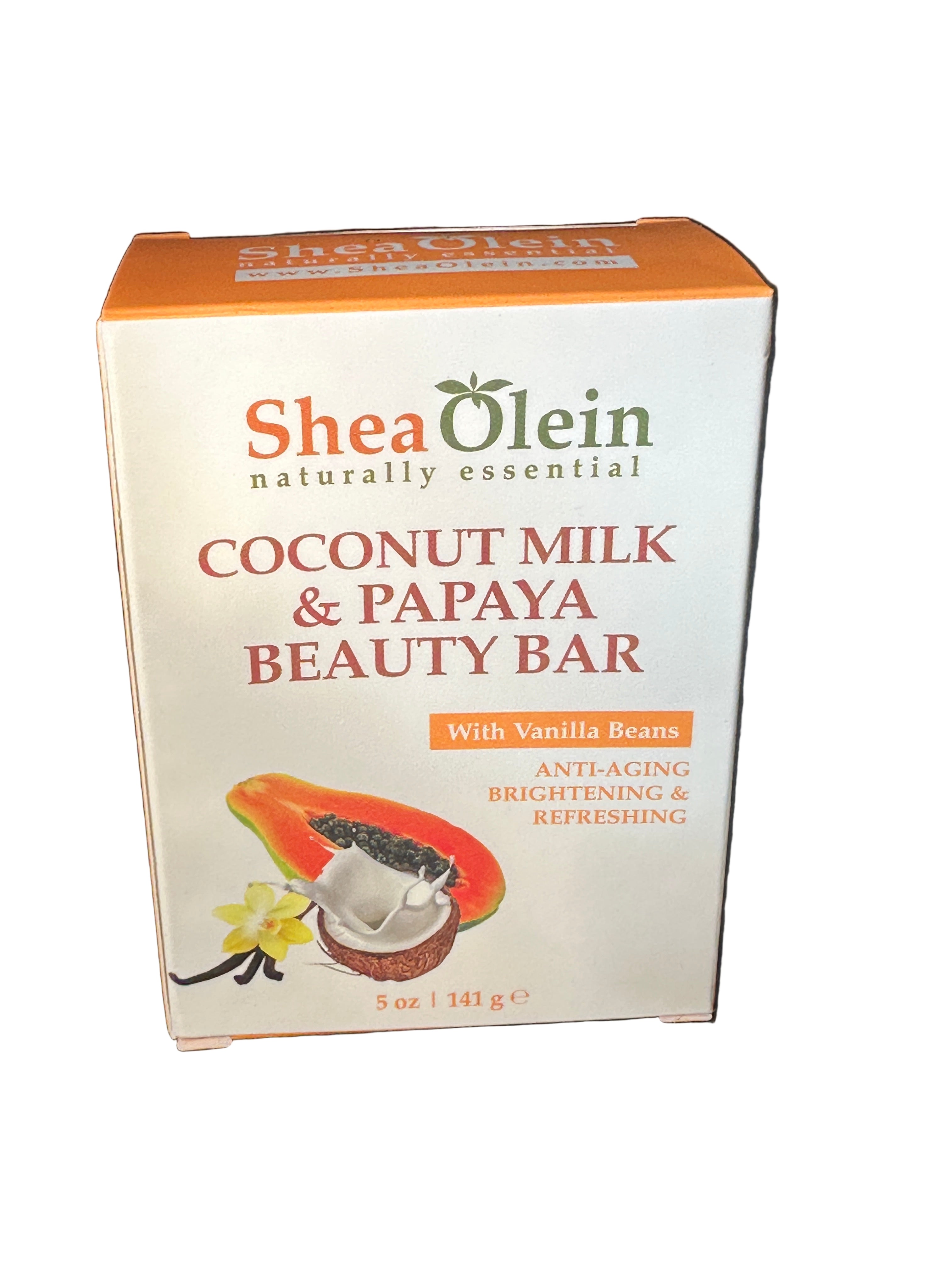 Shea Olein Coconut Milk & Papaya Beauty Bar with Vanilla Beans Anti-Aging 5oz Natural Ingredients for Daily Skincare and Cleansing 5oz 6 Bars