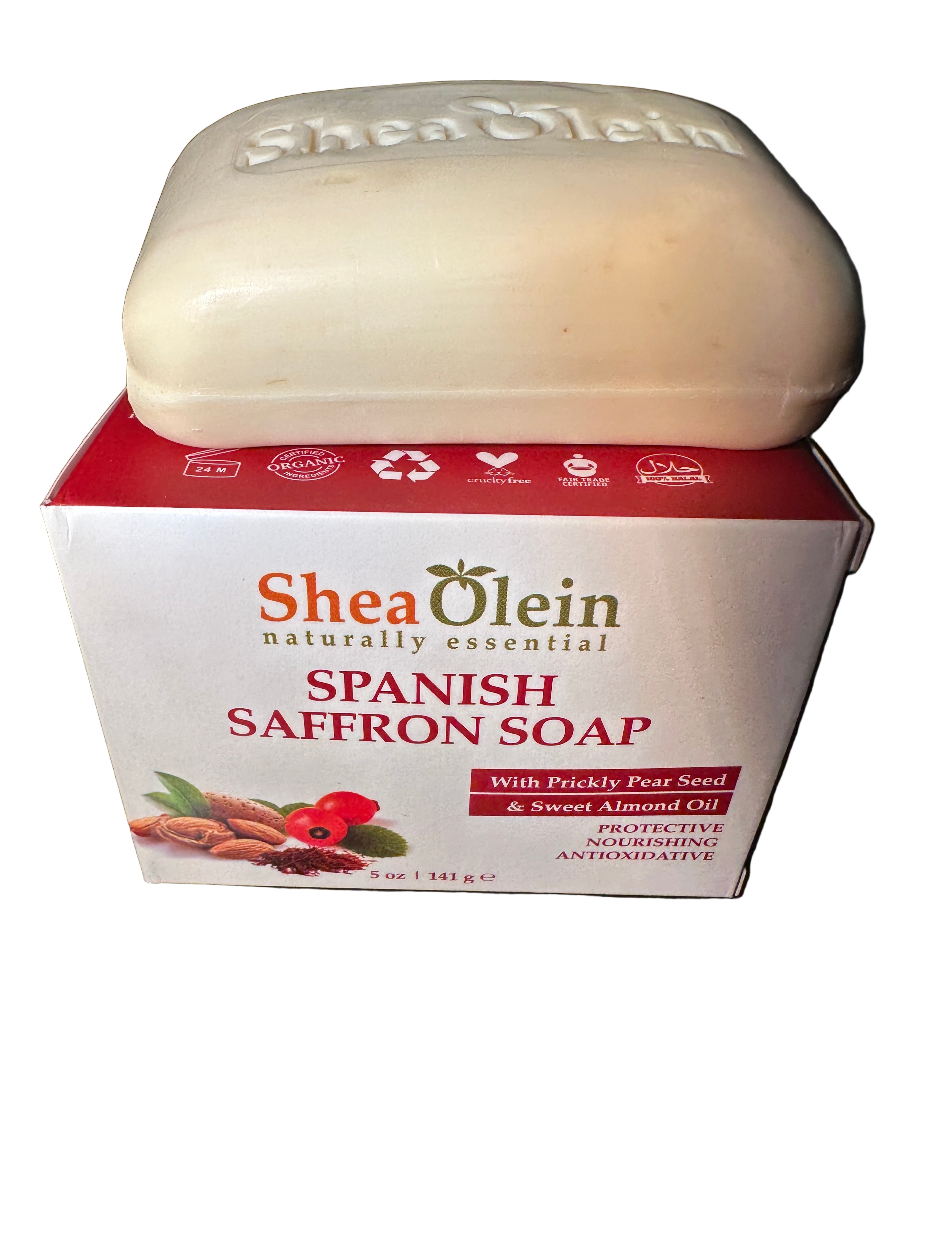 Shea Olein Spanish Saffron Soap with Prickly Pear Seed & Sweet Almond Oil 5oz 6 Bars Nourishing Moisturizing Scented Body Care Cleansing