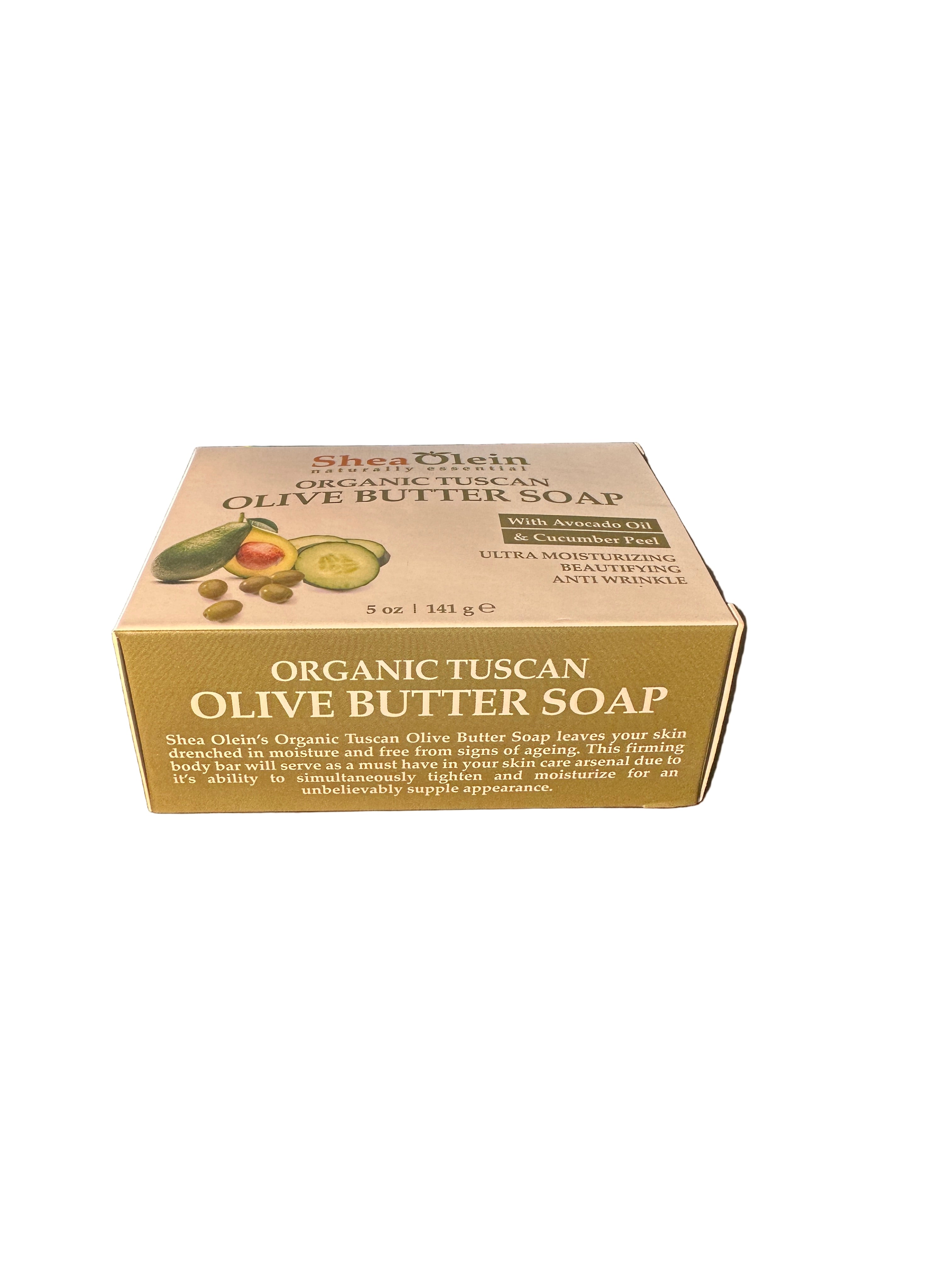 Shea Olein Organic Tuscan Olive Butter Soap with Avocado Oil & Cucumber Peel Ultra Moisturizing Anti-Wrinkle 5 oz 6 Bars for Daily Body Care