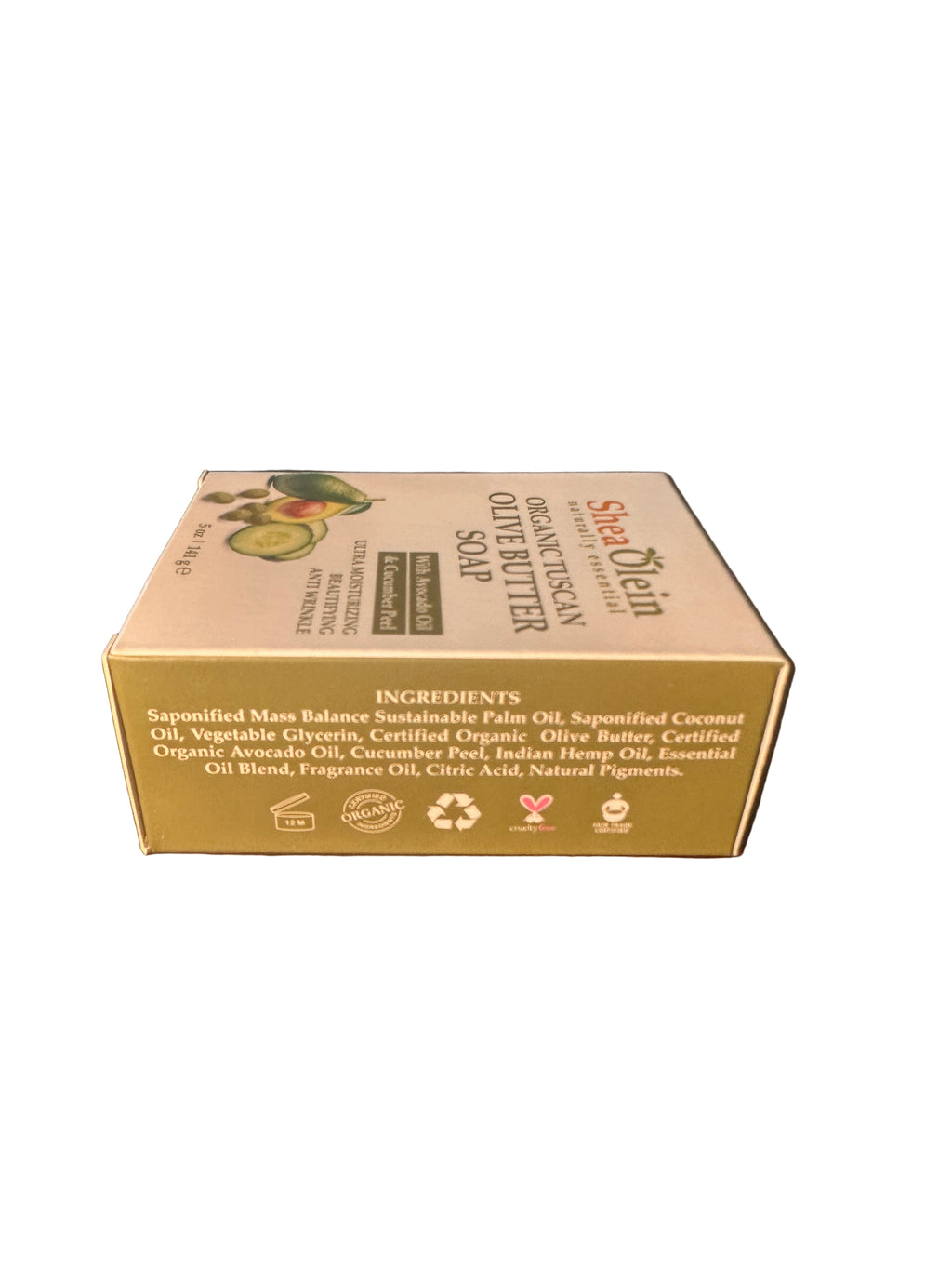 Shea Olein Organic Tuscan Olive Butter Soap with Avocado Oil & Cucumber Peel Ultra Moisturizing Anti-Wrinkle 5 oz 1 Bar