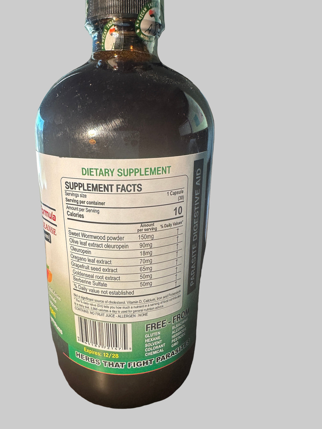 African Indian Herb's Organic Parasite Cleanse with Wormwood Artemisia Absinthium for Natural Relief Support and Comfort