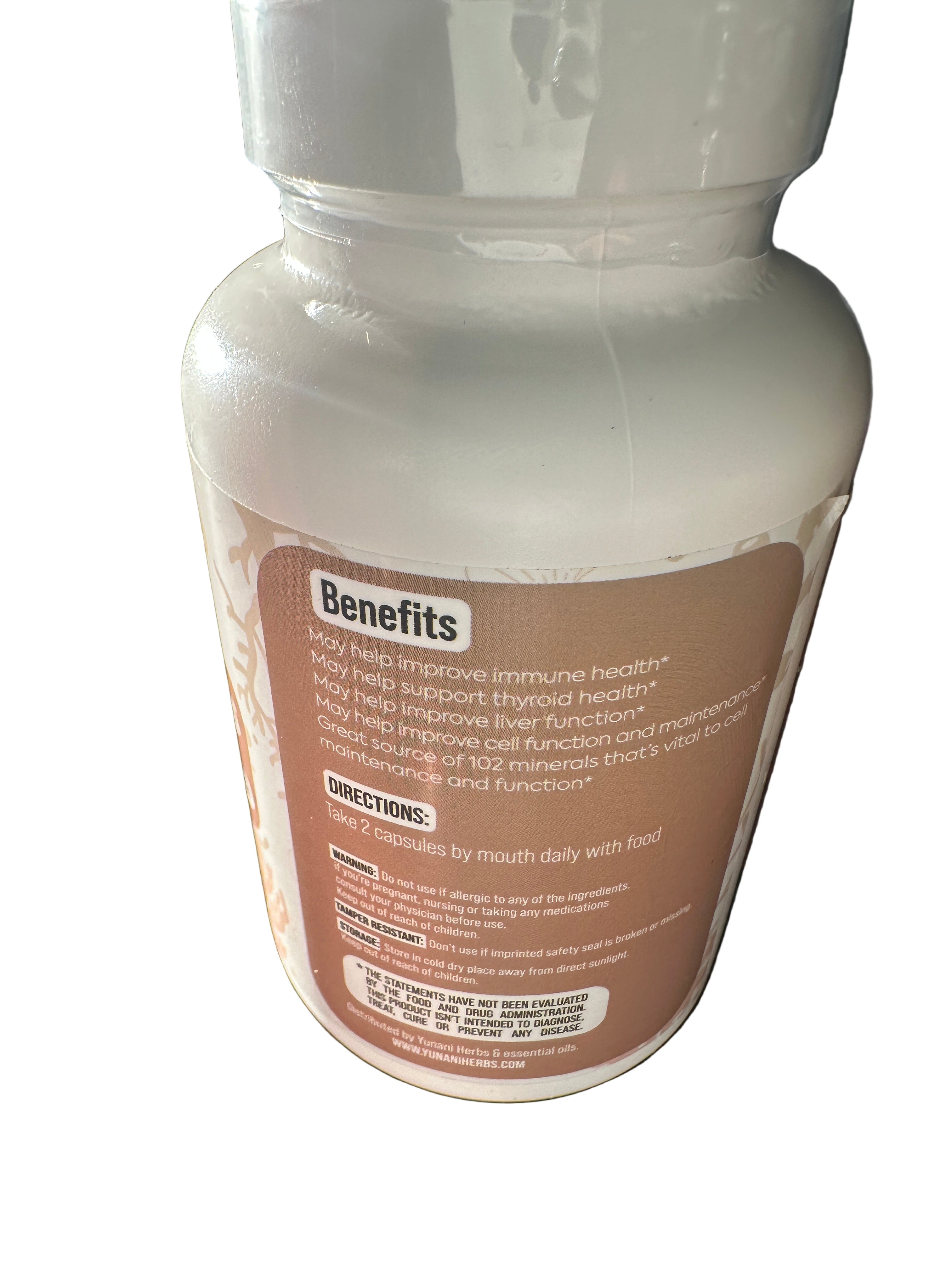 Yunani Herbs Sea Moss & Bladderwrack & Burdock Dietary Supplement 30 Servings 2 Capsules Per Serving 200mg Sea Moss 500mg Bladderwrack 500mg Burdock Healthcare Edible - Fitness