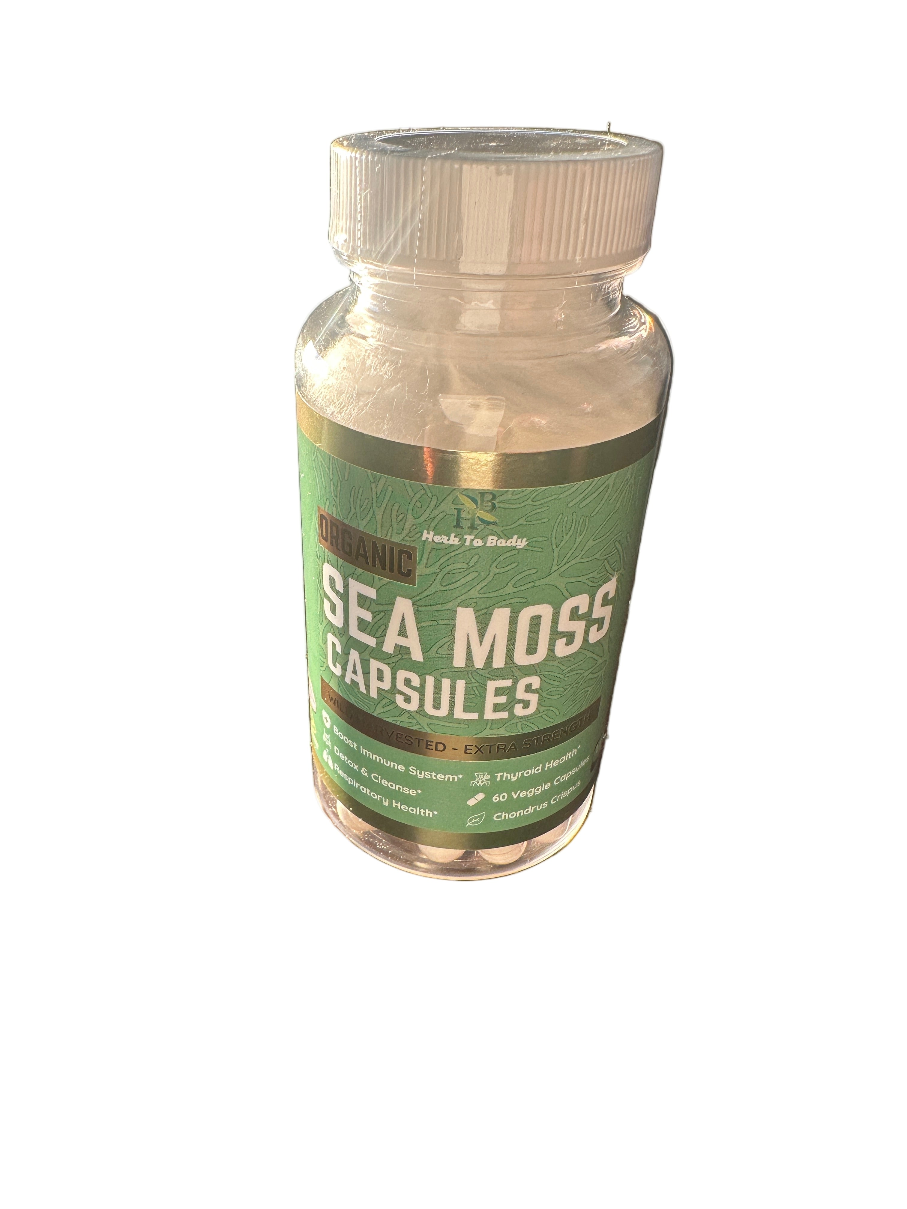 Herb To Body Organic Sea Moss 60 Capsules Boost Immune System Cleanse Detoxify Natural Dietary Supplement for Health and Fitness