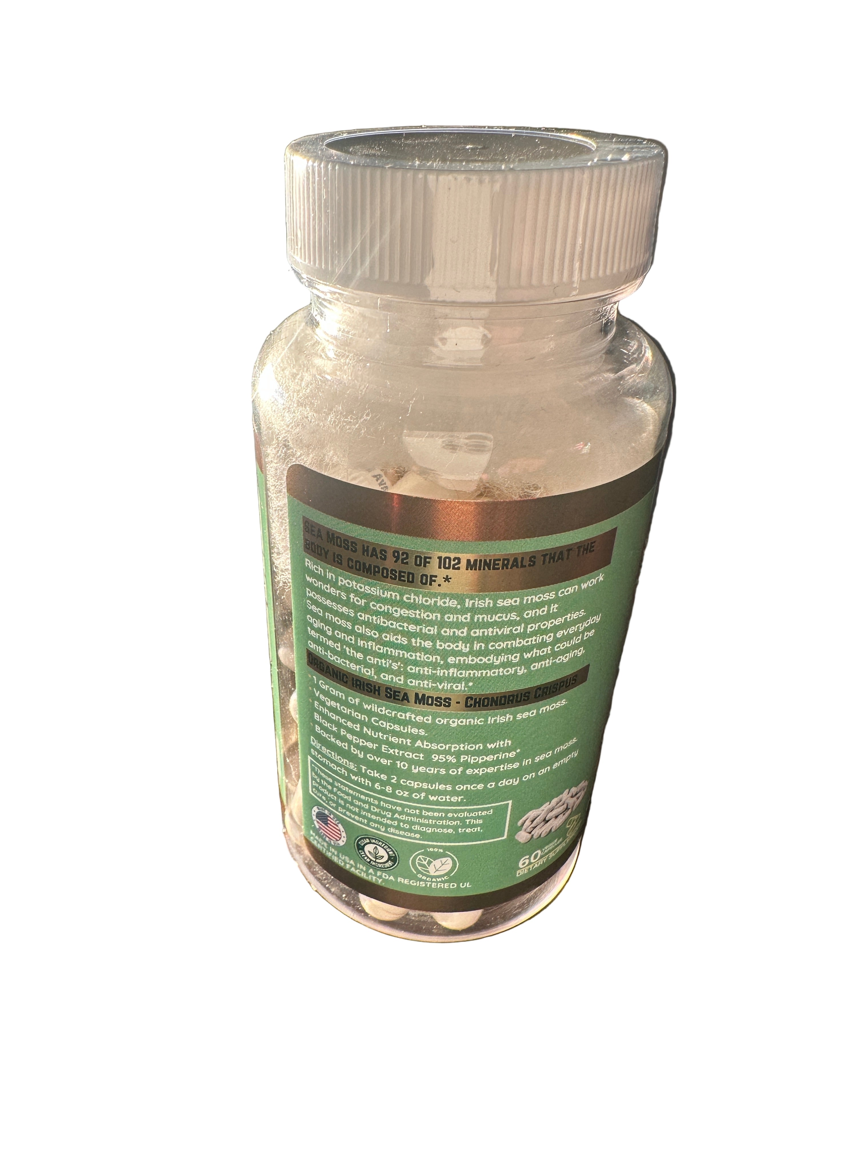 Herb To Body Organic Sea Moss 60 Capsules Boost Immune System Cleanse Detoxify Natural Dietary Supplement for Health and Fitness