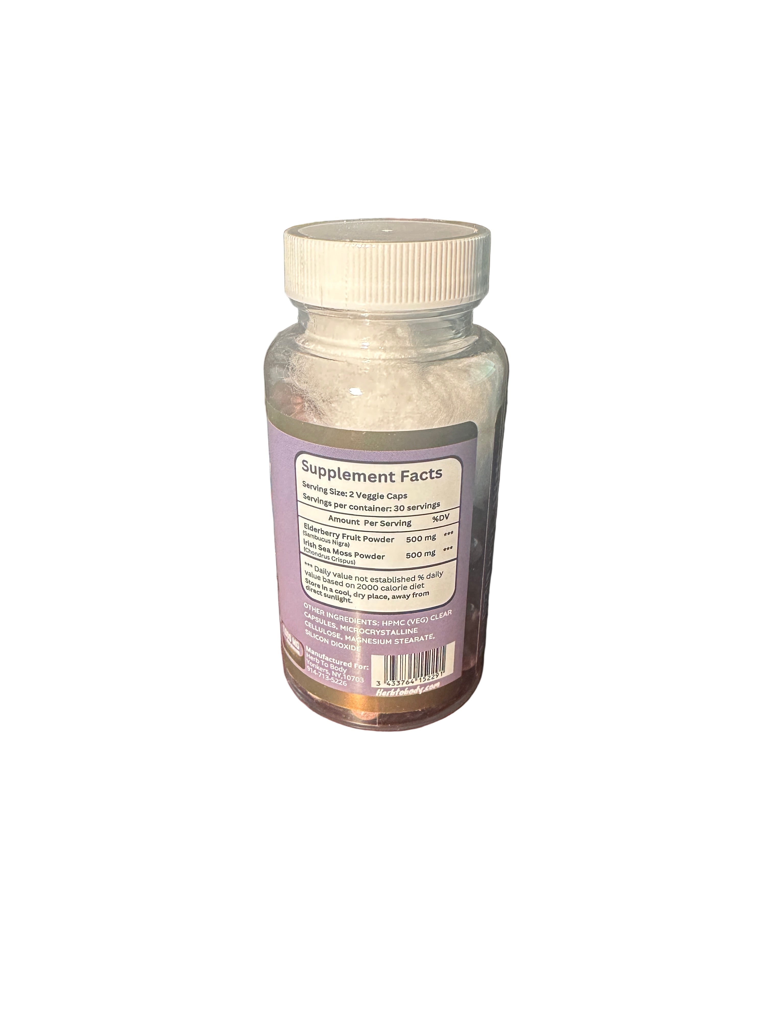 Herb To Body Elderberry Sea Moss Capsules - 60ct, All-Natural, Fortifies Immune System, Alleviates Cold Symptoms, Vegan & Gluten-Free