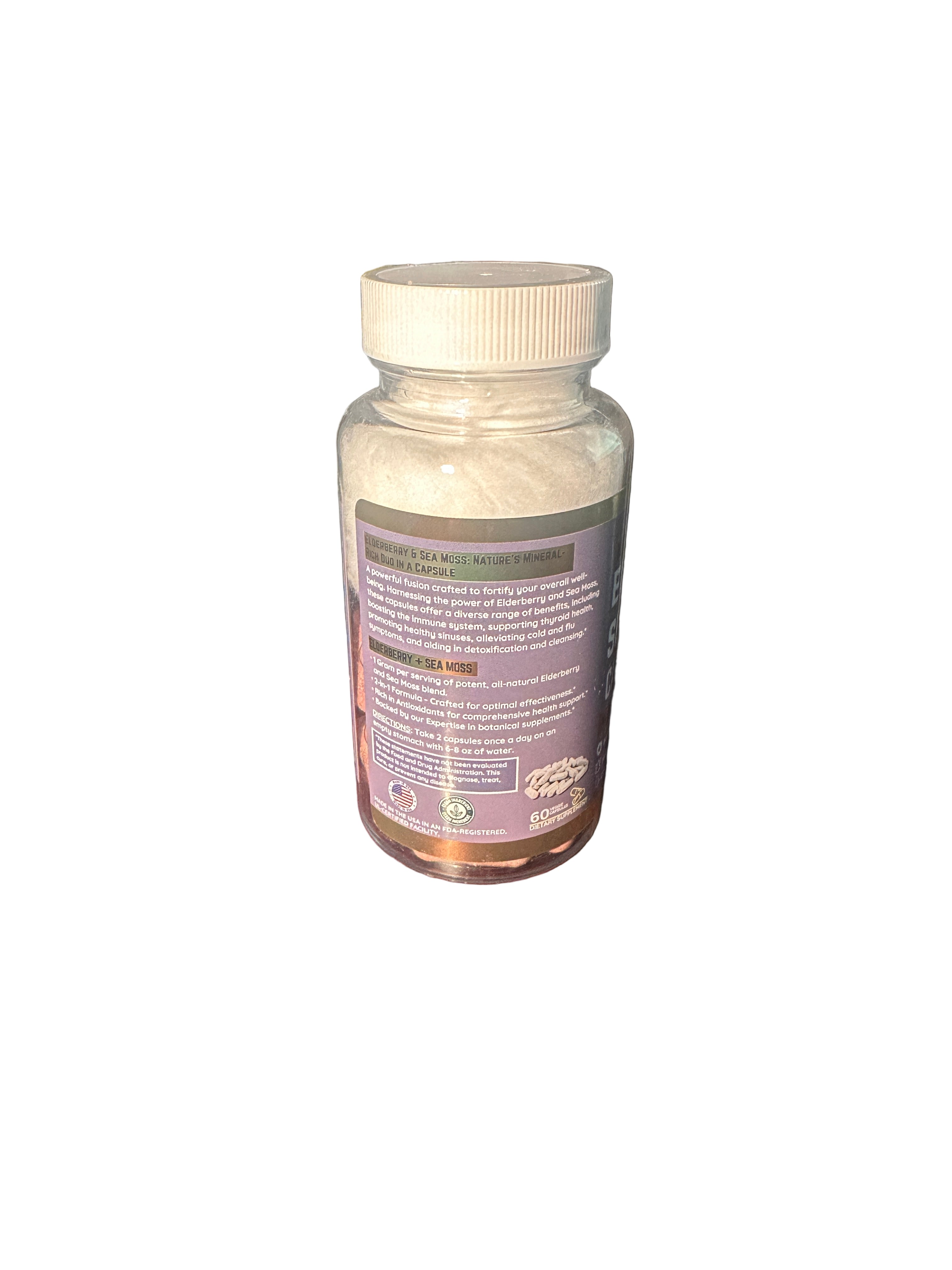 Herb To Body Elderberry Sea Moss Capsules - 60ct, All-Natural, Fortifies Immune System, Alleviates Cold Symptoms, Vegan & Gluten-Free