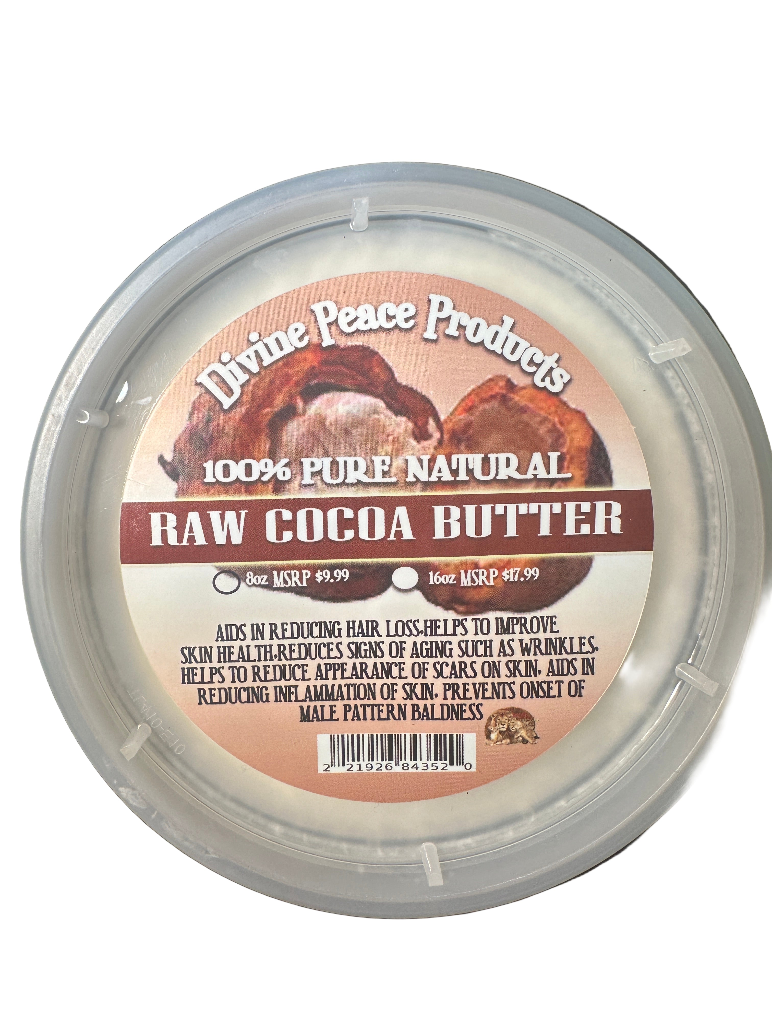 Divine Peace Products 100% Pure Raw Cocoa Butter 8oz Natural Skin Health & Anti-Aging Benefits for Daily Body Care Moisturizers