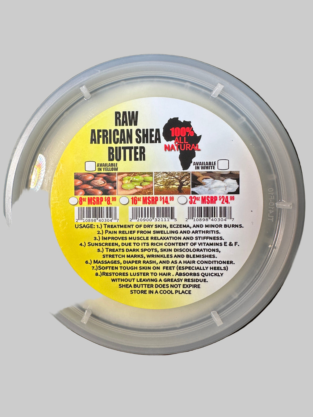 100% Raw African Shea Butter 8oz for Skin Care & Hair Treatment Pure Natural Moisturizing Nourishing Hydrating Cosmetic