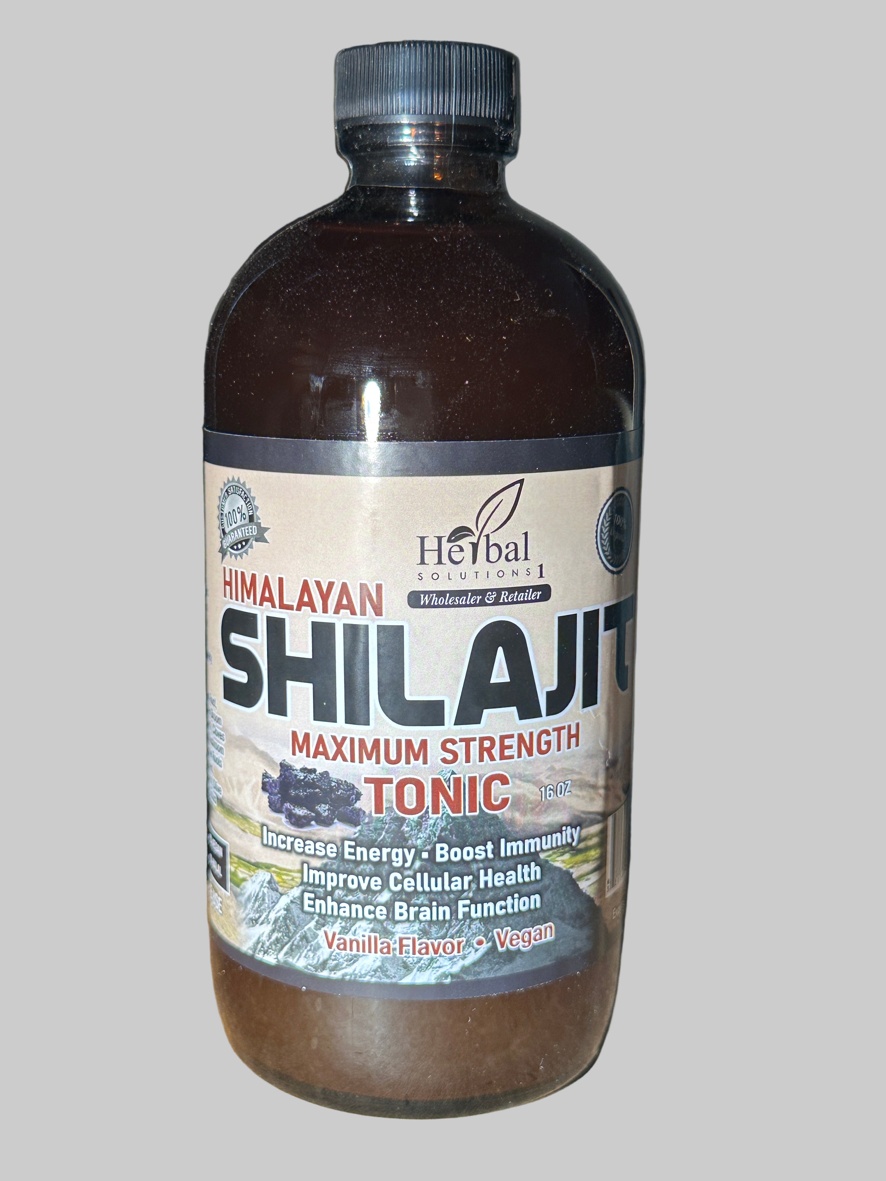 Herbal Solutions Himalayan Shilajit Maximum Strength Tonic Vanilla Flavor Vegan Increase Energy Boost Immunity Improve Cellular Health Enhance Brain Function
