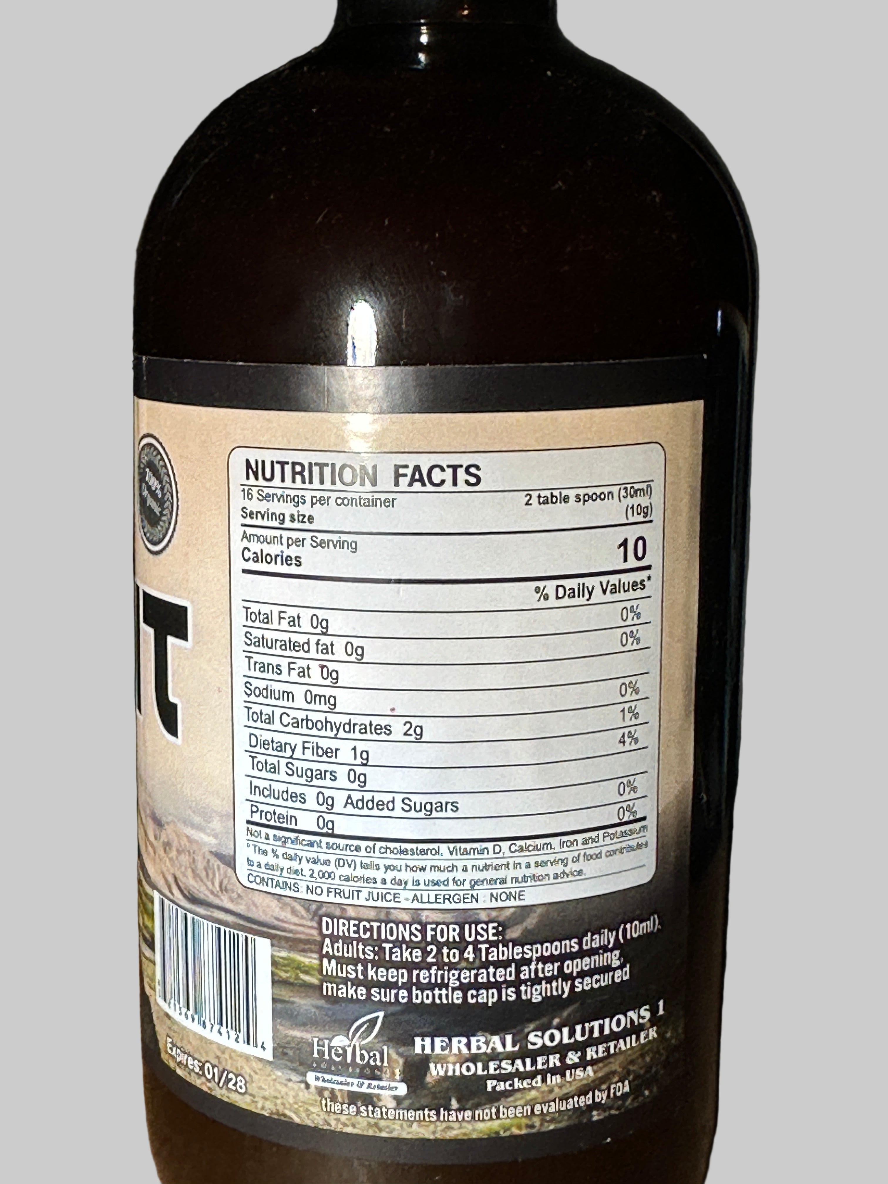 Herbal Solutions Himalayan Shilajit Maximum Strength Tonic Vanilla Flavor Vegan Increase Energy Boost Immunity Improve Cellular Health Enhance Brain Function