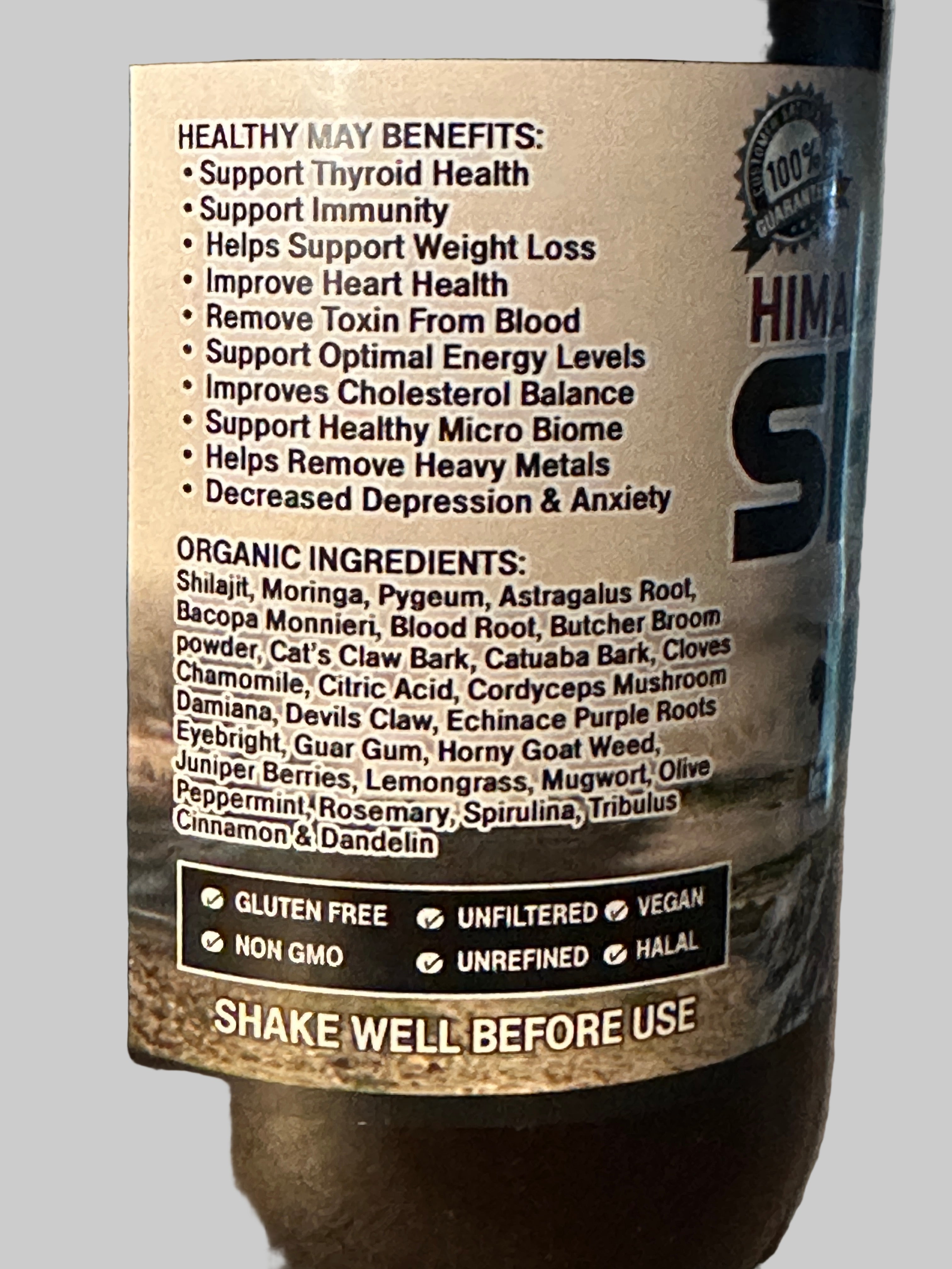 Herbal Solutions Himalayan Shilajit Maximum Strength Tonic Vanilla Flavor Vegan Increase Energy Boost Immunity Improve Cellular Health Enhance Brain Function