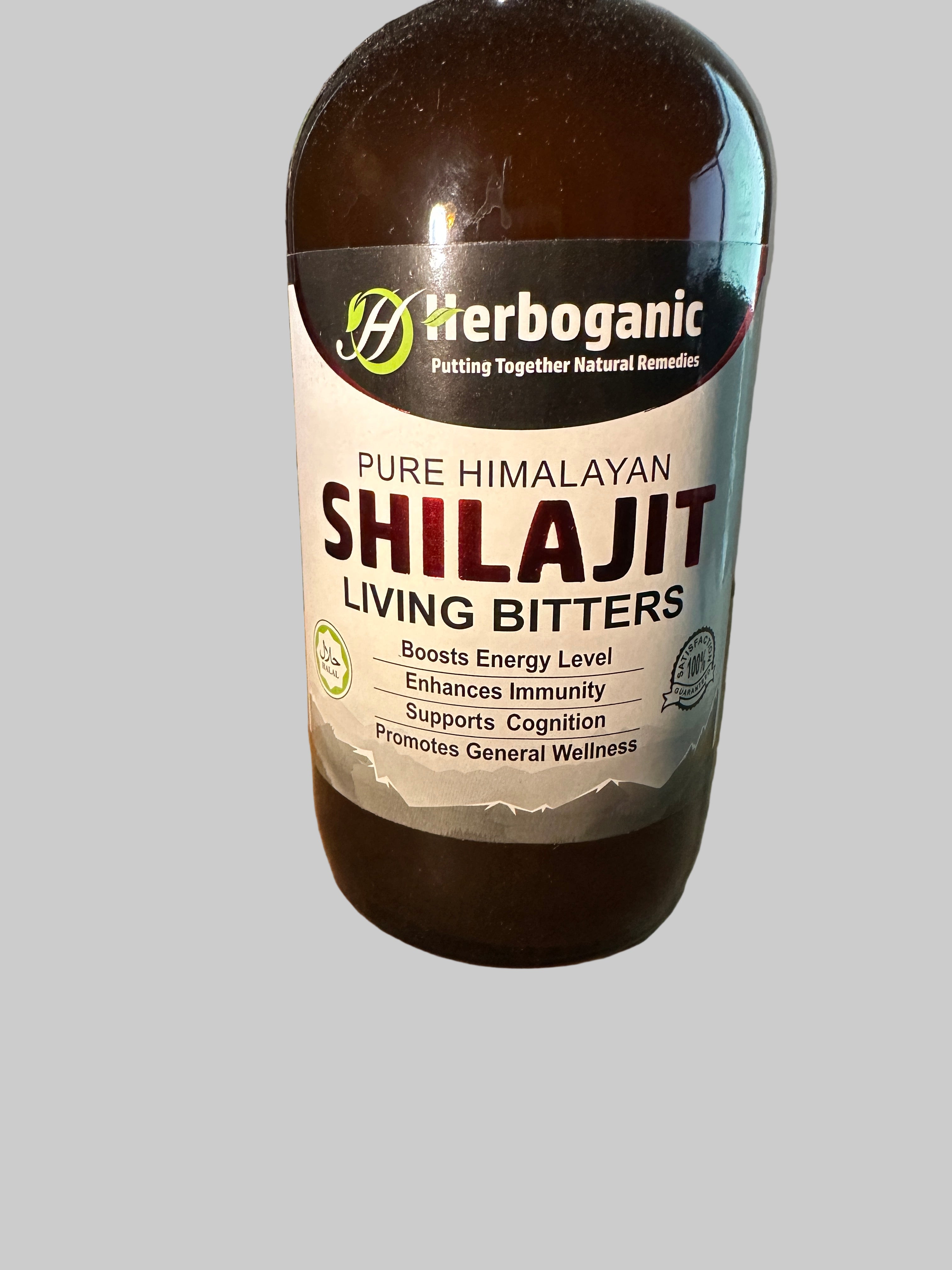 Herboganic Pure Himalayan Shilajit Living Bitters - Boosts Energy Level Enhances Immunity Supports Cognition Promotes General Wellness