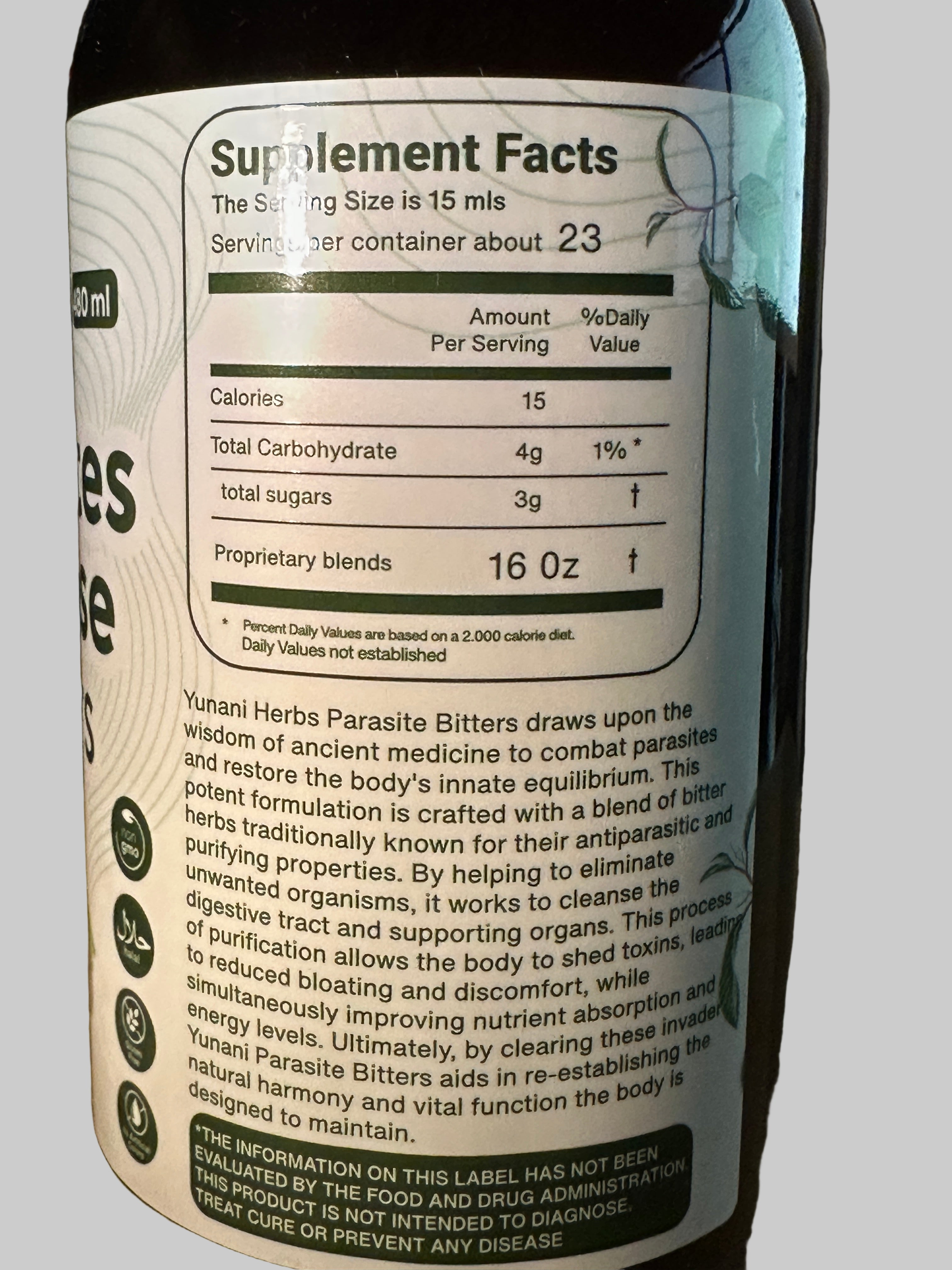 Yunani Herbs Parasites Cleanse Bitters 480ml Natural Herbal Supplement for Detoxification