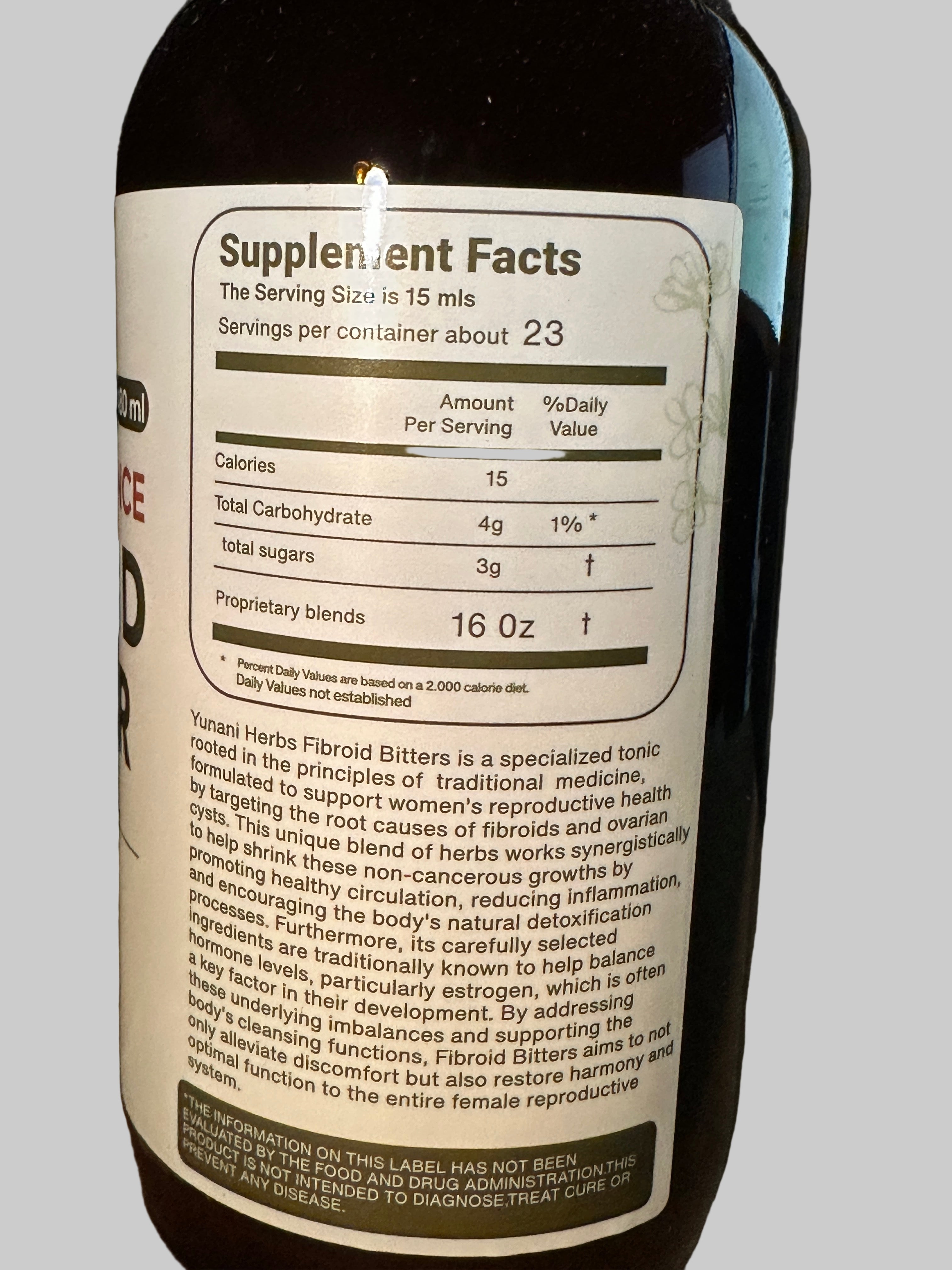 Yunani Herbs Fibroid Bitter Herbal Essence 480ml US Approved Natural Supplement