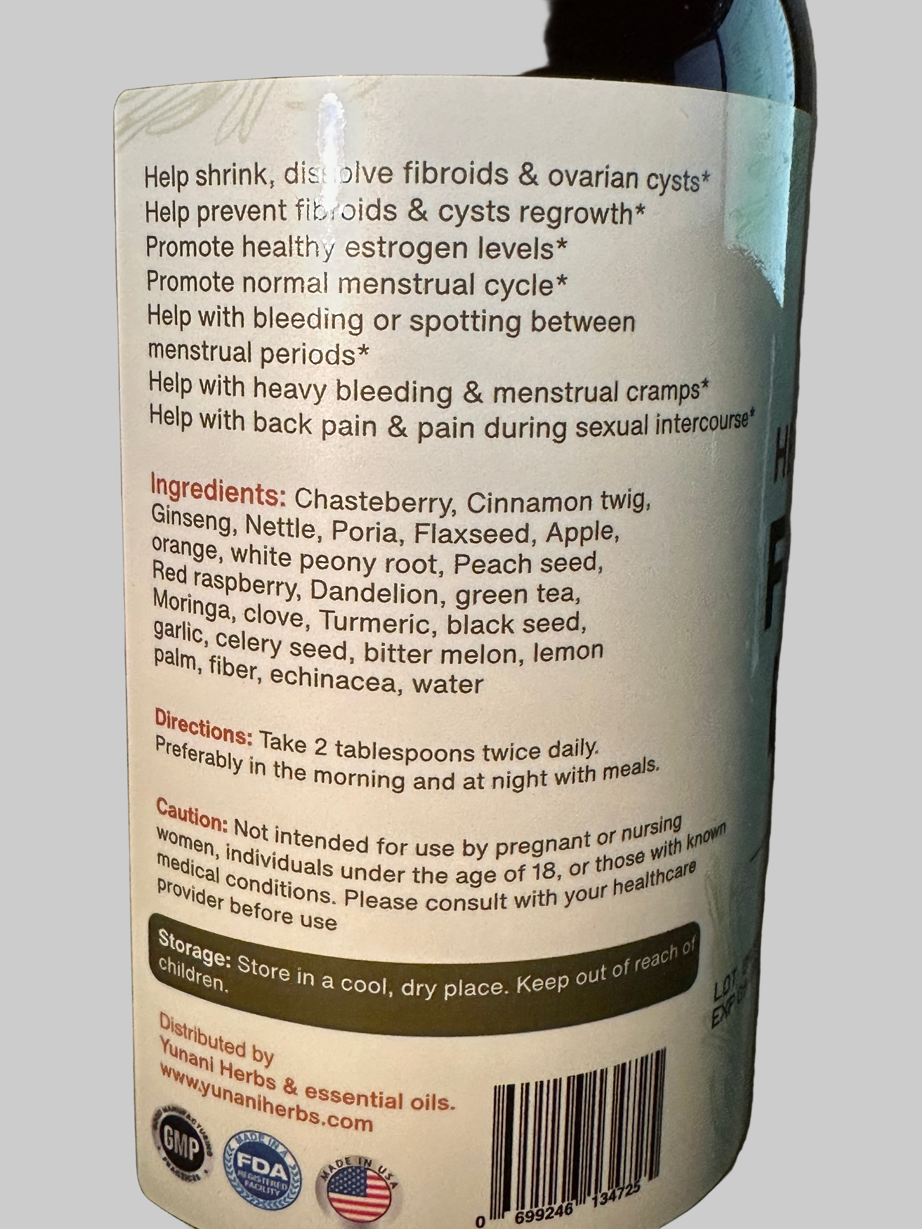 Yunani Herbs Fibroid Bitter Herbal Essence 480ml US Approved Natural Supplement