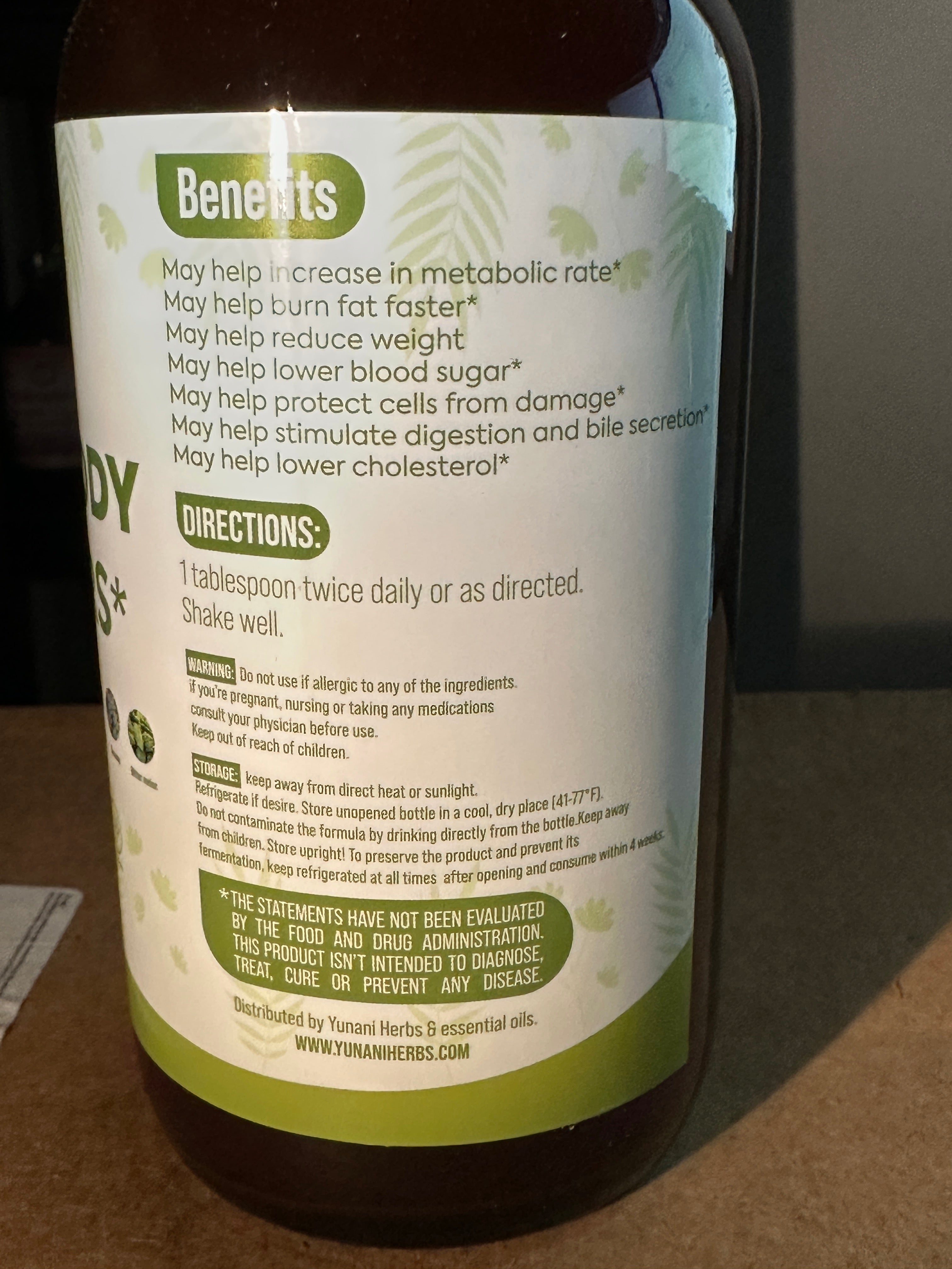 Yunani Herbs Slim Body Bitters 480ml Liquid Healthcare Fitness Dietary Supplement