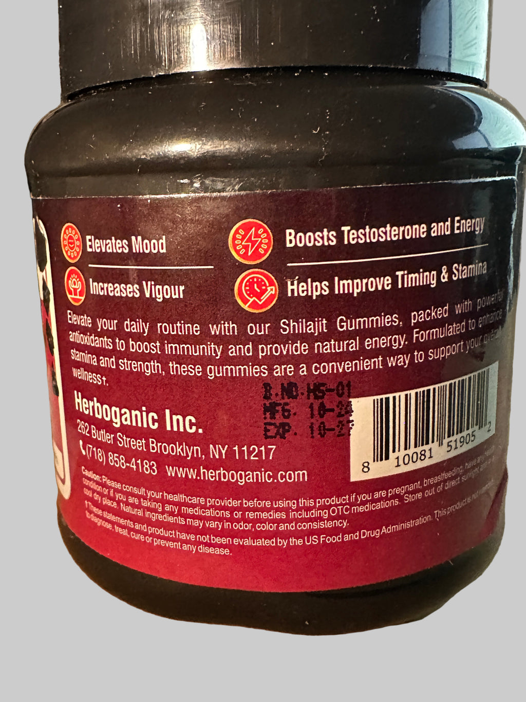 Herboganic 100% Pure Himalayan Shilajit Gummies - Boosts Stamina - 60 Gummies - Natural Energy Supplement