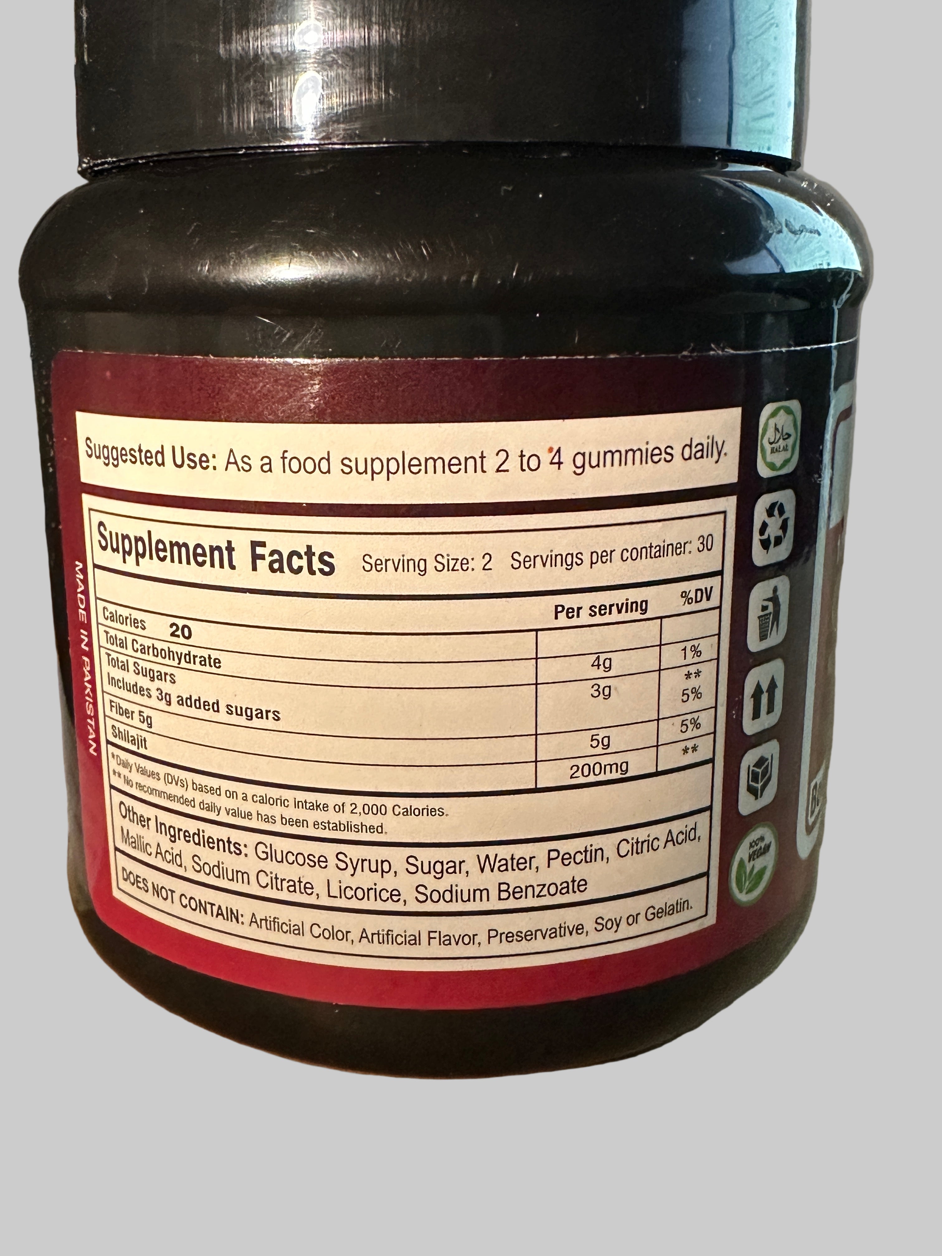 Herboganic 100% Pure Himalayan Shilajit Gummies - Boosts Stamina - 60 Gummies - Natural Energy Supplement