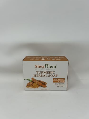 Shea Olein Turmeric & Aloe Vera Soap Bar, 5Oz (Pack of 6), Natural Organic Body Cleanser with Honey & Coconut Oil, Nourishes and Revitalizes Skin With Essential Oils