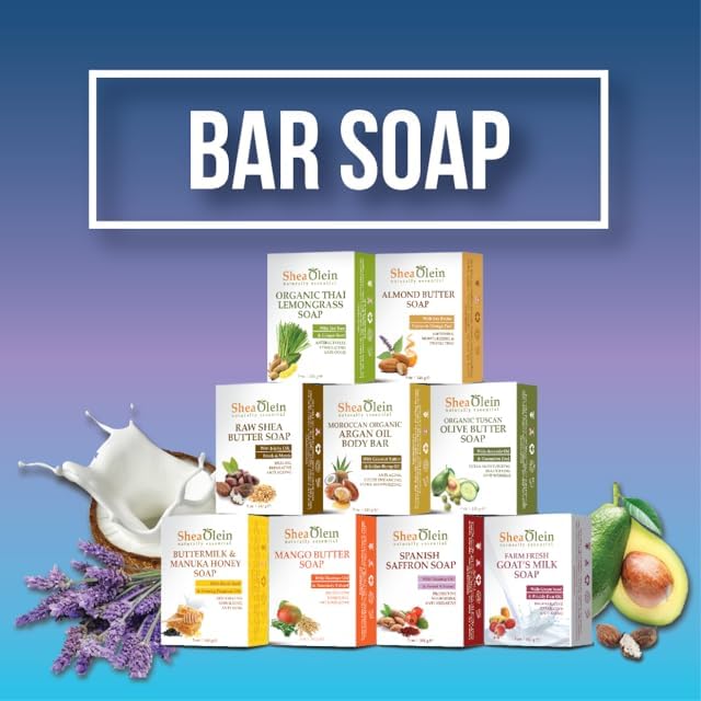 Shea Olein Turmeric & Aloe Vera Soap Bar, 5Oz (Pack of 6), Natural Organic Body Cleanser with Honey & Coconut Oil, Nourishes and Revitalizes Skin With Essential Oils